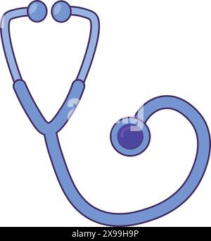 Medical stethoscope icon. Doctor instrument, medical stroked cartoon element for modern and retro design. Simple color vector pictogram isolated on wh Stock Vector