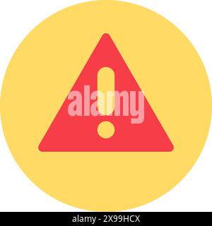 Warning red triangle with exclamation mark. Danger symbol, shopping process flat element for modern and retro design. Simple color vector pictogram is Stock Vector