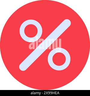 Red product sale sticker. Percentage discount sign, shopping process flat element for modern and retro design. Simple color vector pictogram isolated Stock Vector