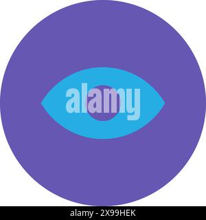 Eye icon circle. Symbol of careful choice, shopping process flat element for modern and retro design. Simple color vector pictogram isolated on white Stock Vector