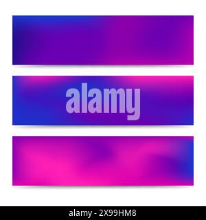 Smooth abstract blurred gradient purple banners set. Abstract Creative multicolored background. Vector illustration Stock Vector