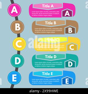 Five steps infographic design elements. Step by step infographic design template. Vector illustration Stock Vector