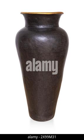 large clay decorative jug isolated on white background with clipping path Stock Photo