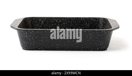 Metal baking dish isolated on white background.High resolution photo.. Mock-up. Stock Photo
