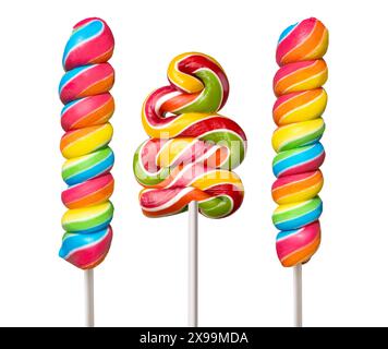 colorful lollipops isolated on white background Stock Photo