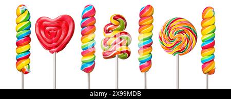 colorful lollipops isolated on white background Stock Photo