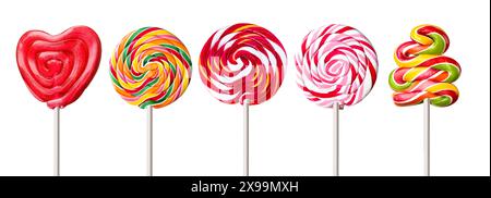colorful lollipops isolated on white background Stock Photo