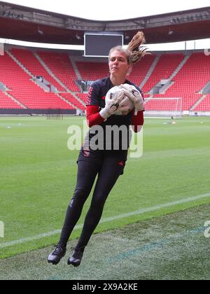 Prague, Czechia. 30th May, 2024. goalkeeper Riet Maes of Belgium pictured during the matchday -1 training session ahead of a game between the national teams of Czechia and Belgium, called the Red Flames on the third matchday in Group A2 in the league stage of the 2023-24 UEFA Women's European Qualifiers competition, on Thursday 30 May 2024 in Prague, Czechia . Credit: sportpix/Alamy Live News Stock Photo