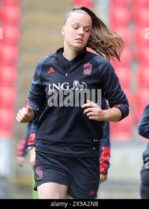 Prague, Czechia. 30th May, 2024. Tine De Caigny of Belgium pictured during the matchday -1 training session ahead of a game between the national teams of Czechia and Belgium, called the Red Flames on the third matchday in Group A2 in the league stage of the 2023-24 UEFA Women's European Qualifiers competition, on Thursday 30 May 2024 in Prague, Czechia . Credit: sportpix/Alamy Live News Stock Photo