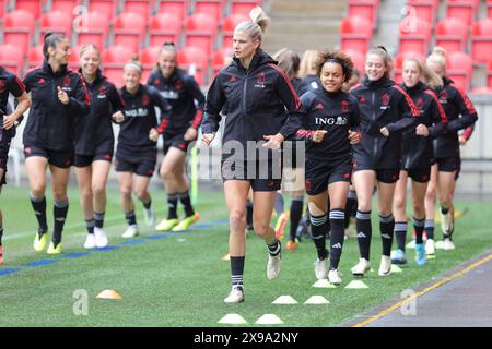 Prague, Czechia. 30th May, 2024. Red Flames pictured during the matchday -1 training session ahead of a game between the national teams of Czechia and Belgium, called the Red Flames on the third matchday in Group A2 in the league stage of the 2023-24 UEFA Women's European Qualifiers competition, on Thursday 30 May 2024 in Prague, Czechia . Credit: sportpix/Alamy Live News Stock Photo