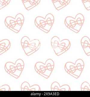 Heart Gift Box Seamless Pattern Valentines Day Stock Vector