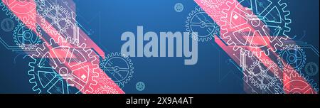 Abstract  technological background  with glowing cogwheels. Vector Stock Vector
