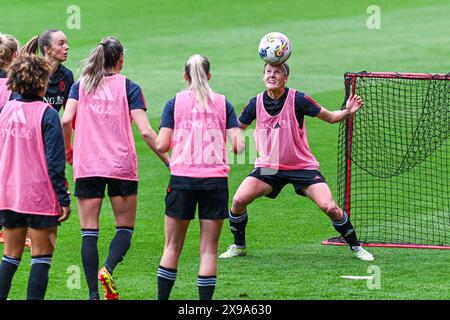 Prague, Czech Republic. 30th May, 2024. Laura Deloose (22) of Belgium during a Matchday -1 Training session ahead of soccer game between the national women teams of the Czech Republic and Belgium, called the Red Flames on the third matchday in Group A2 in the league stage of the 2023-24 UEFA Women's European Qualifiers competition, on Thursday 30 May 2024 in Prague, Czech Republic . Credit: sportpix/Alamy Live News Stock Photo