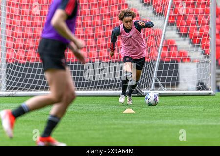 Prague, Czech Republic. 30th May, 2024. Kassandra Missipo (23) of Belgium during a Matchday -1 Training session ahead of soccer game between the national women teams of the Czech Republic and Belgium, called the Red Flames on the third matchday in Group A2 in the league stage of the 2023-24 UEFA Women's European Qualifiers competition, on Thursday 30 May 2024 in Prague, Czech Republic . Credit: sportpix/Alamy Live News Stock Photo