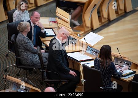 Edinburgh, UK. 30th May, 2024. PICTURED: Scenes inside The Scottish Parliament at Holyrood at the weekly session of First Ministers Questions on the day after which Parliament voted sanctions against Michael Matheson MSP over an almost £11k iPad phone bill. Credit: Colin D Fisher Credit: Colin Fisher/Alamy Live News Stock Photo