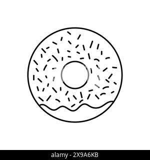 Donut outline icon isolated on white background Stock Vector