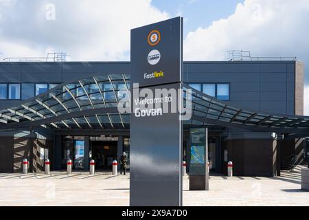 Welcome to Govan sign at Govan Subway and Bus Interchange, Govan, Glasgow, Scotland, UK Stock Photo