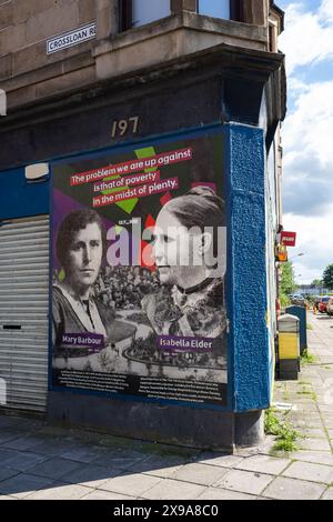 Mary Barbour and Isabella Elder mural street art close to where Mary Barbour lived - Govan, Glasgow, Scotland Stock Photo