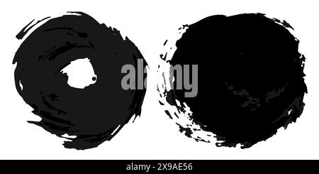 Vector set of grunge watercolor blots. Black collection of black vector acrylic paint strokes isolated on white background. Brush strokes Stock Vector