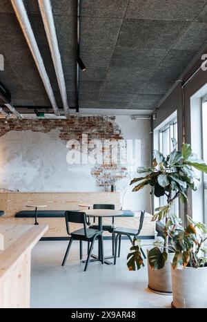 Interior of coworking space with plants and furniture Stock Photo