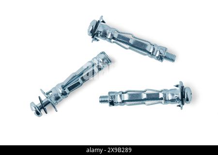 Anchor bolts for hollow walls close-up isolated on white background Stock Photo
