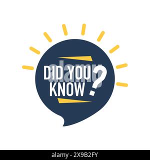 Did You Know label. Bulb and rays with a question mark Stock Vector