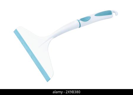 Plastic car scraper with a rubber pad for removing water from the surface of the car and glass isolated on a white background Stock Photo