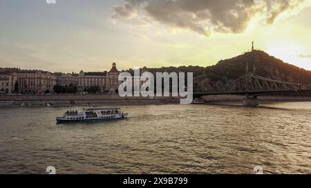 Budapest, Danube, Hungary. May 29,2024: One of rare last views of HABLEANY photographed on May 28, 2019 evening, the day before its sinking in 7 seconds. Today marks 5th anniversary of this tragedy. The Hungarian sightseeing riverboat sank after collided by Viking River cruises ship VIKING SIGYN. This navigation accident caused death of 28 people, mostly South Korean tourists. Last Feb, Budapest Court ordered the 2 cruise lines to pay to victims' families the largest amount of compensation recognized by Hungarian courts history. Viking refused & appealed. Credit: Kevin Izorce/Alamy Live News Stock Photo