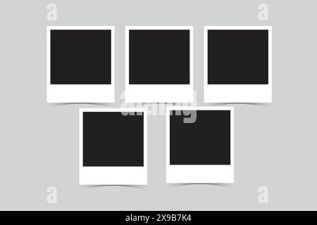 Elegant torn photo frame polaroid mockup premium vector Stock Vector