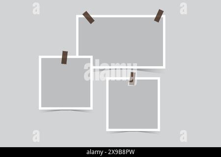Elegant torn photo frame polaroid mockup premium vector Stock Vector