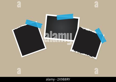 Elegant torn photo frame polaroid mockup premium vector Stock Vector