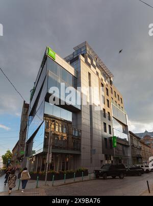 Popular Ibis styles hotel is seen in the centre of the city Lviv ...