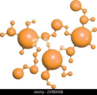 Abstract design of a molecular structure with glossy orange spheres on a white background Stock Vector