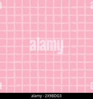 Vector hand drawn cute checkered pattern. cottagecore Doodle Plaid geometrical semitransparent simple texture. Crossing lines. Abstract cute delicate Stock Vector