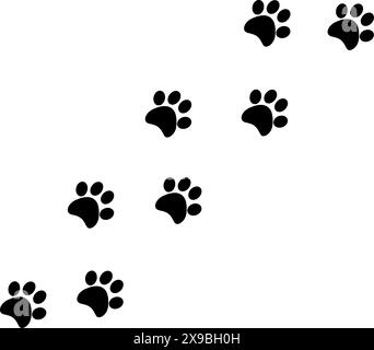 Running paw prints in black, isolated Stock Vector