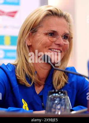 England manager Sarina Wiegman during a media conference at the Copthorne Hotel, Newcastle upon Tyne. Picture date: Thursday May 30, 2024. Stock Photo