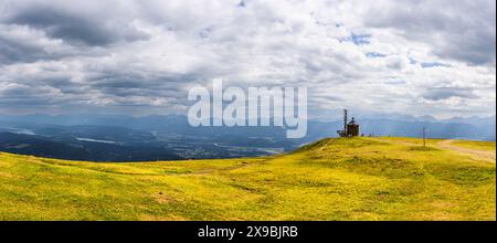 Panorama on the top of Gerlitzen alpe with a communications Station, Carinthia, Austria. Stock Photo