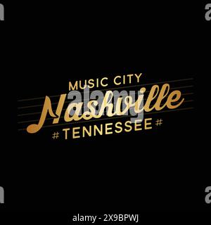 Nashville lettering design template. Nashville, Tennessee typography design. Vector and illustration. Stock Vector