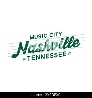 Nashville lettering design template. Nashville, Tennessee typography design. Vector and illustration. Stock Vector