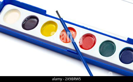 Set of Childrens Paint Isolated on a White Background Stock Photo