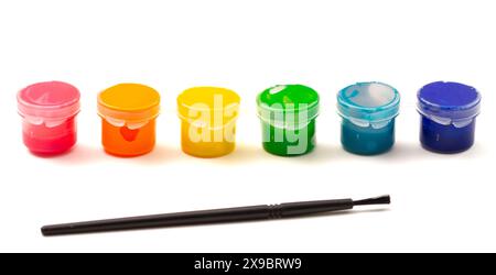 Set of Childrens Paint Isolated on a White Background Stock Photo