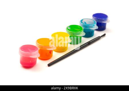 Set of Childrens Paint Isolated on a White Background Stock Photo