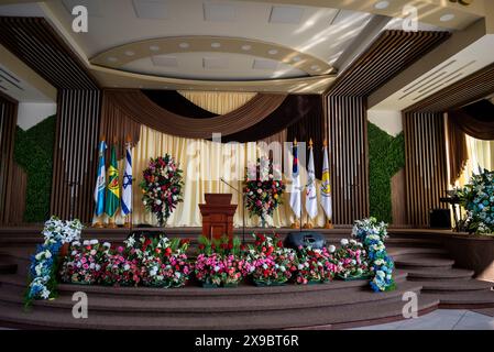 Evangelical church, San Pedro La Laguna, Lake Atitlan, Guatemala Stock ...