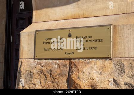 Ottawa, Canada - May 16, 2024: Office of Prime Minister and Privy Council of Canada at Wellington street. Stock Photo