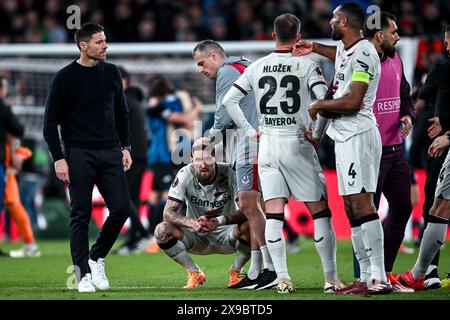 Dublin, Ireland. 22nd May, 2024. The disappointment of Bayer Leverkusen after the Europa League final match between Atalanta BC and Bayer 04 Leverkusen at Aviva Stadium in Dublin, Ireland Soccer (Cristiano Mazzi/SPP) Credit: SPP Sport Press Photo. /Alamy Live News Stock Photo