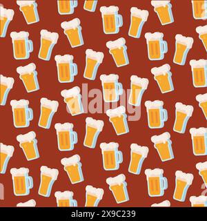 3D Beer glass icons Pattern background Vector Stock Vector