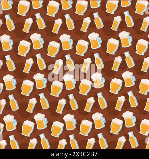 3D Beer glass icons Pattern background Vector Stock Vector