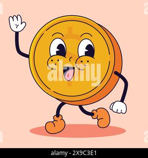 Pixel art of a casino coin animated with hands and legs Vector Stock Vector