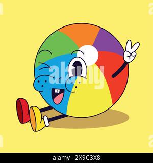 Pixel art of a beach ball animated with hands and legs Vector Stock Vector