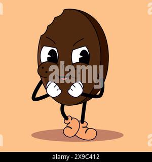 Pixel art of a chocolate cookie animated with hands and legs Vector Stock Vector